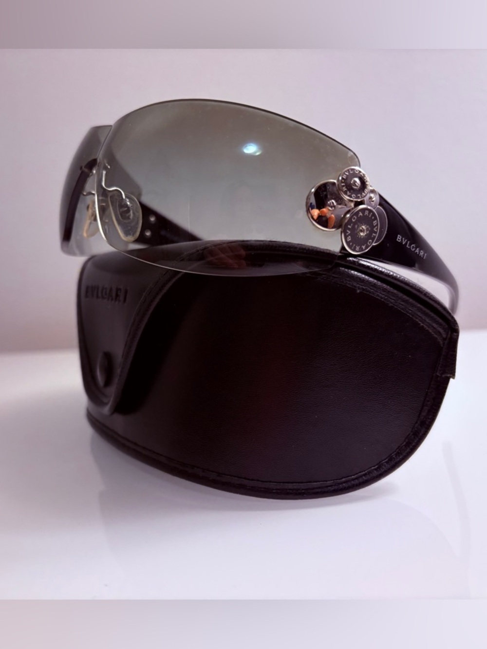 BVLGARI 6008 Women's Shield Sunglasses Y2K Vintage Brown Gradient